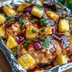 Hawaiian BBQ Chicken and Pineapple Foil Packets