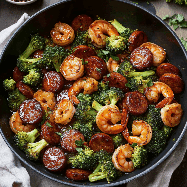 Honey Garlic Shrimp, Sausage, and Broccoli