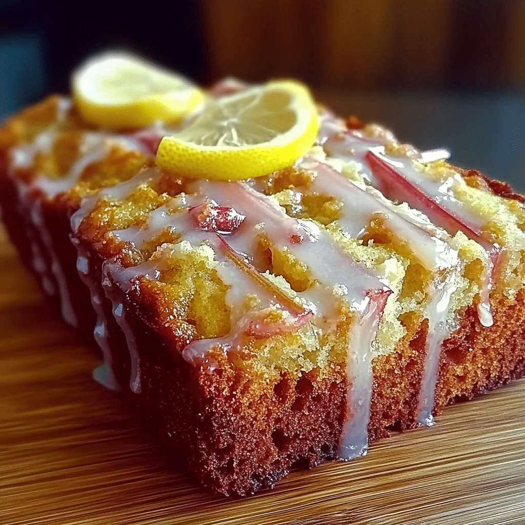 Lemon Rhubarb Loaf with Glaze