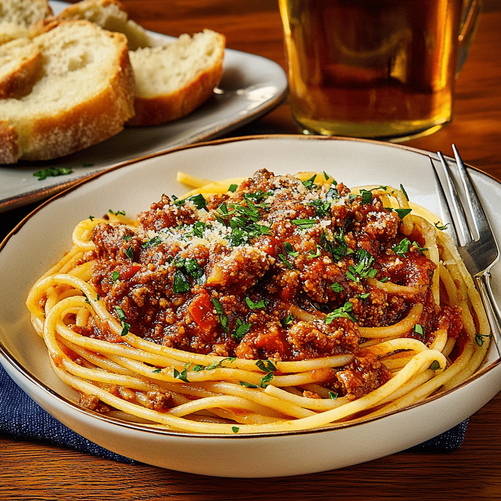Old-Fashioned Spaghetti with Hearty Meat Sauce