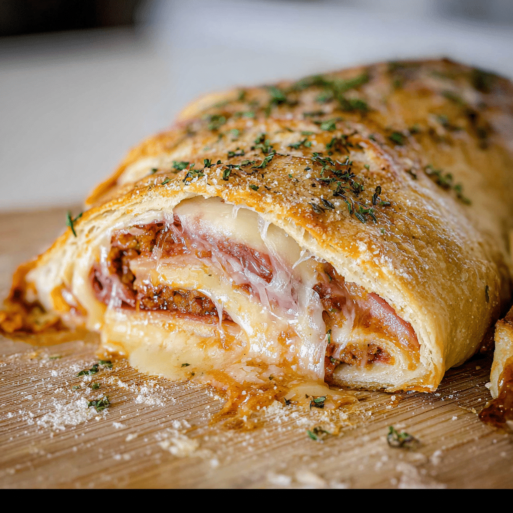 Homemade Stromboli with Cheesy Meat Filling