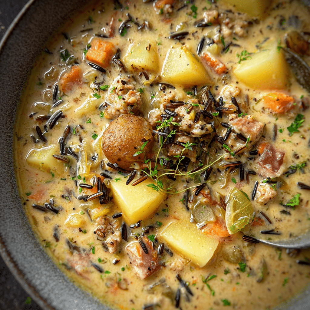 Potato and Sausage Chowder with Wild Rice