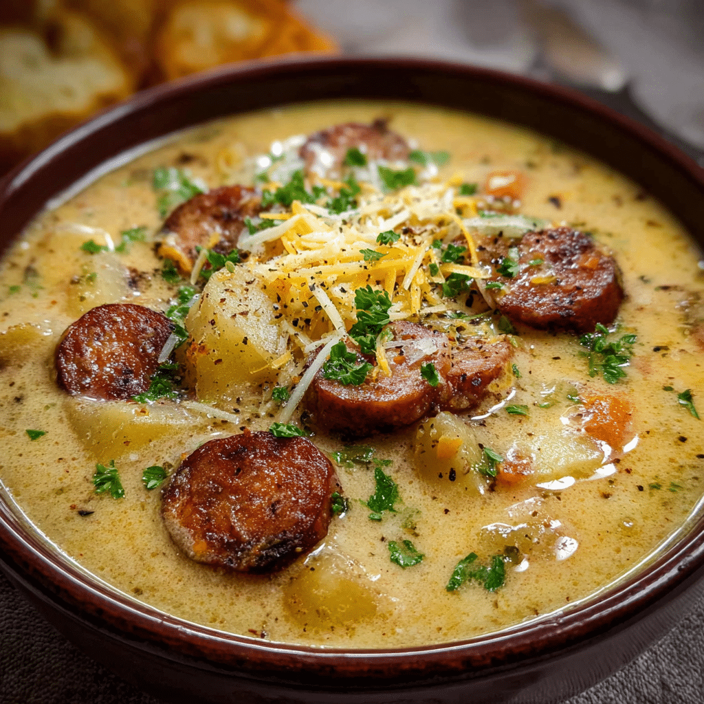 Cajun Potato Soup with Sausage and Cheese