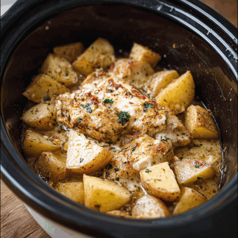 Crockpot Garlic Parmesan Chicken and Potatoes