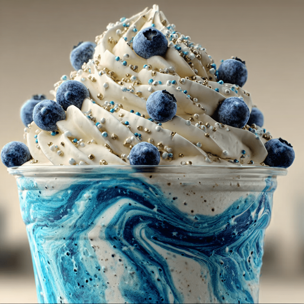 Vanilla Bean Frappuccino with Blue Raspberry Swirl