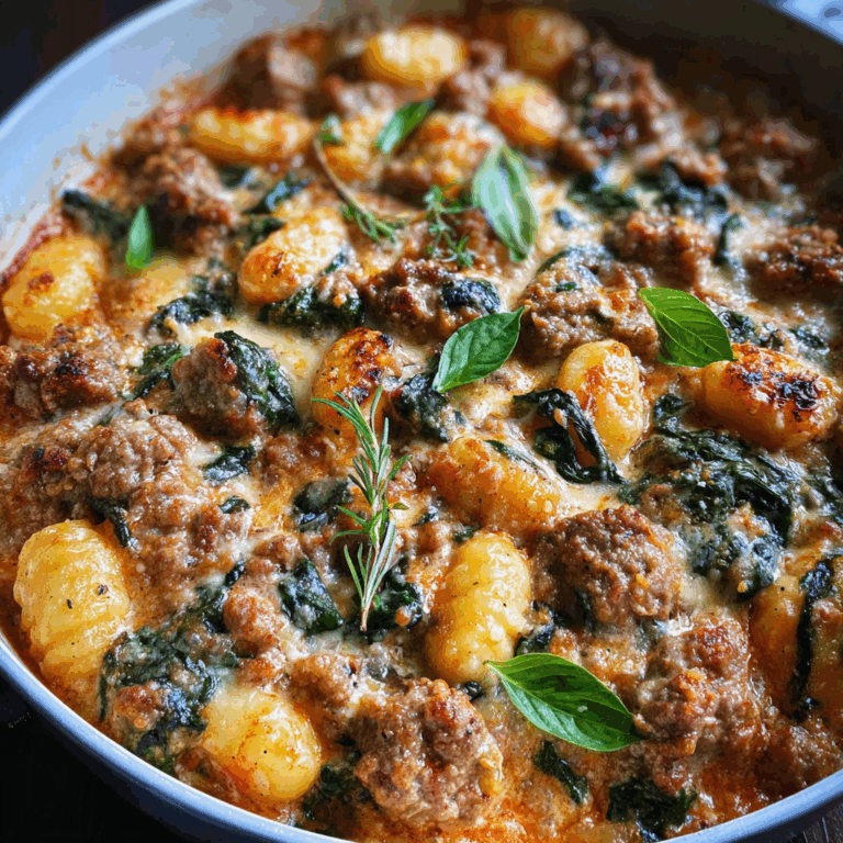 Baked Gnocchi Stuffing with Sausage and Spinach