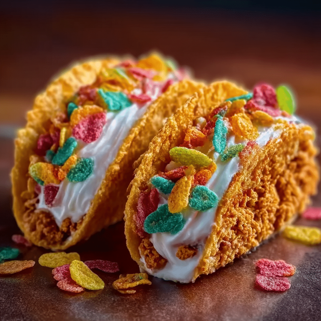 Fruity Pebbles Cheesecake Tacos