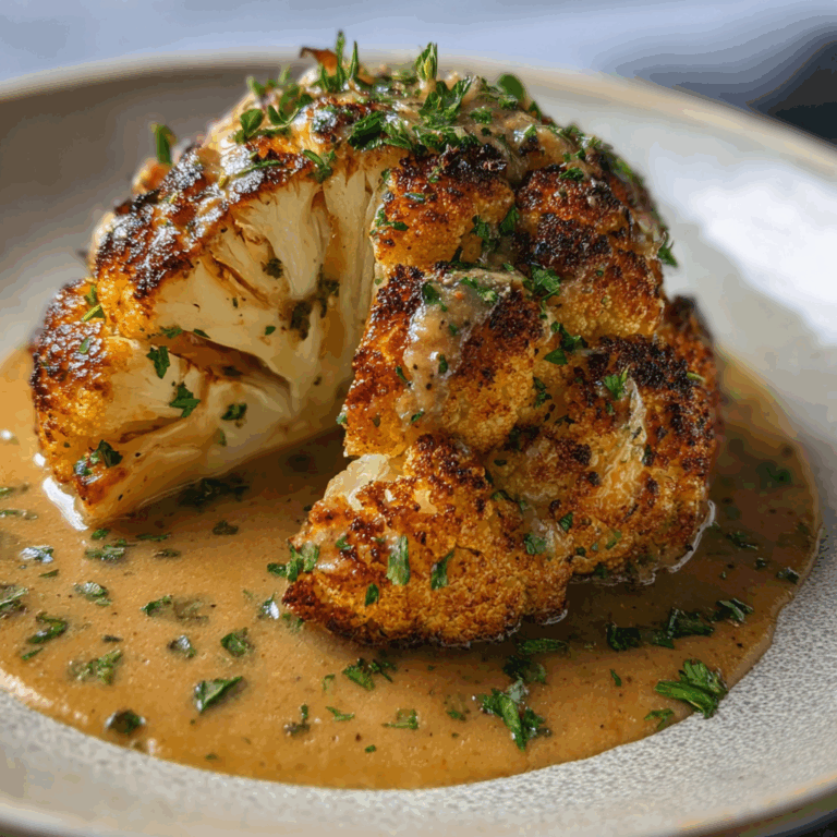 Roasted Cauliflower with Garlic Herb Gravy