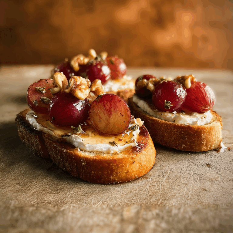 Roasted Grape Brie Crostini with Honey and Walnuts