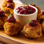 Sausage Stuffing Bites with Cranberry Sauce