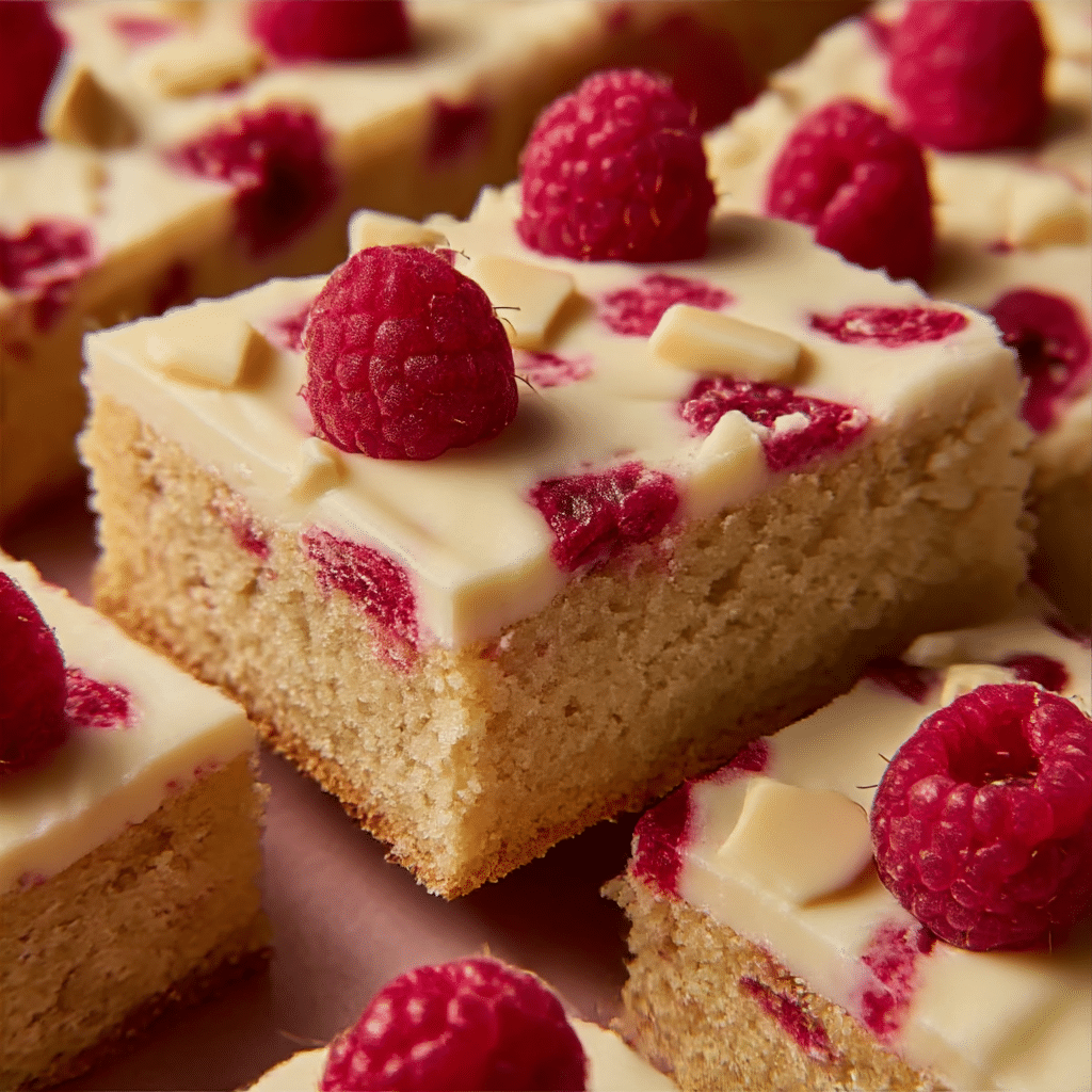 White Chocolate Raspberry Traybake
