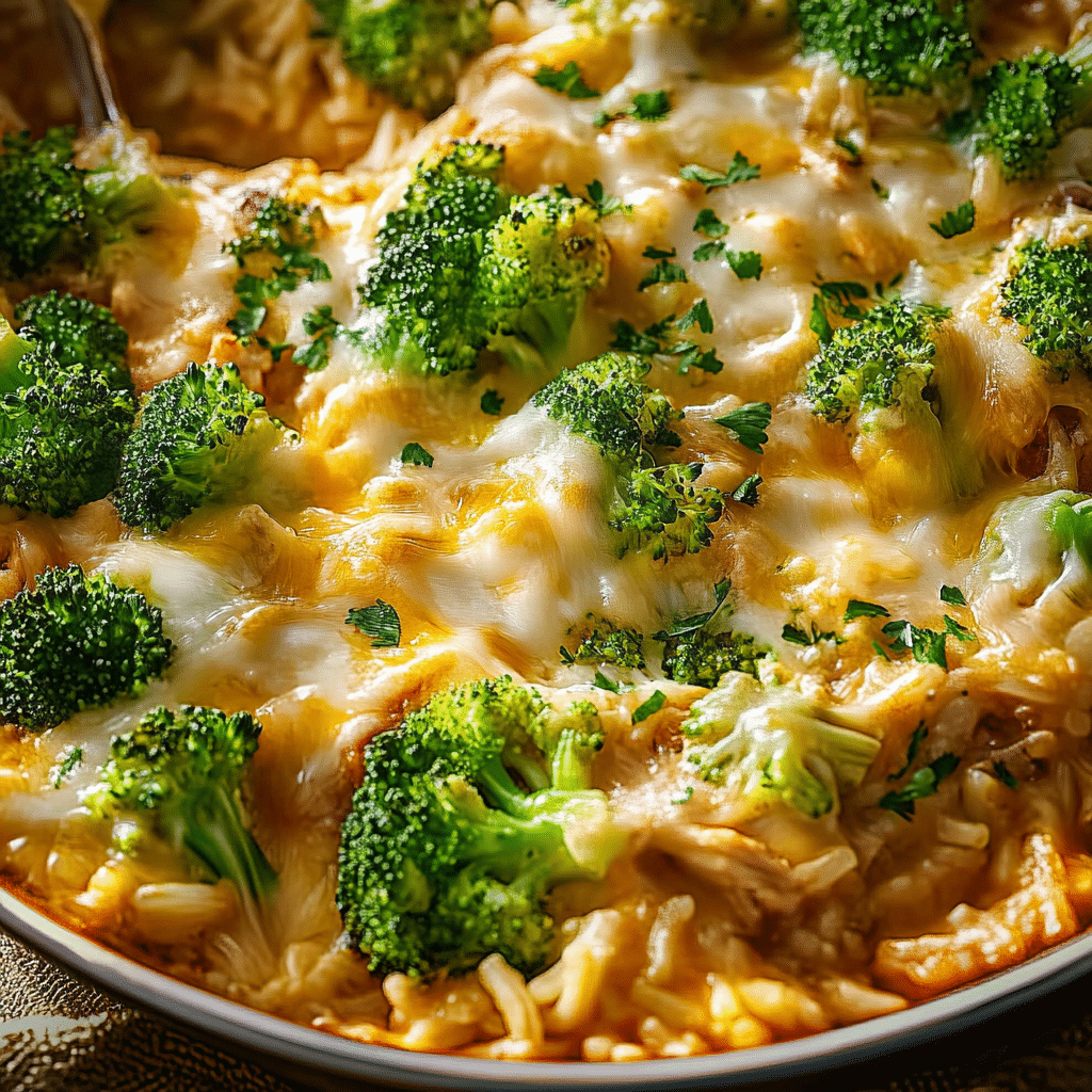 Broccoli, Rice, Cheese, and Chicken Casserole