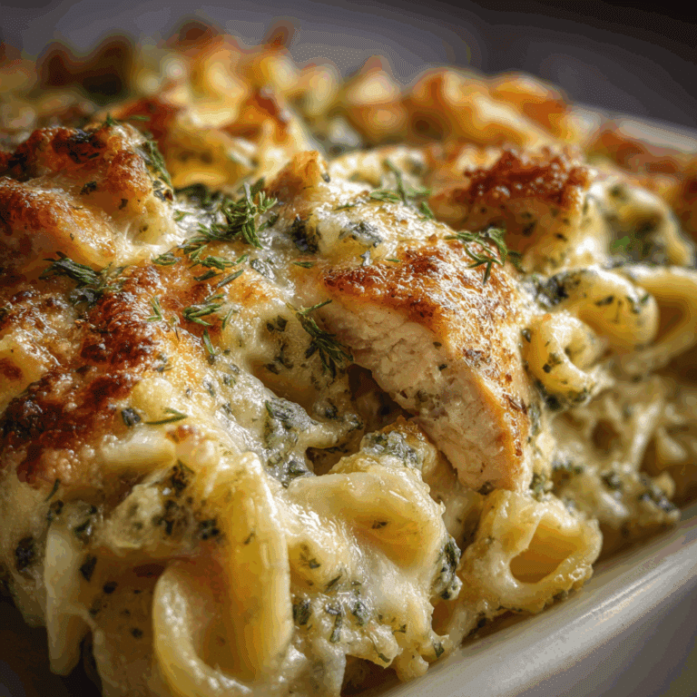 Chicken Alfredo Casserole with Spinach and Pesto
