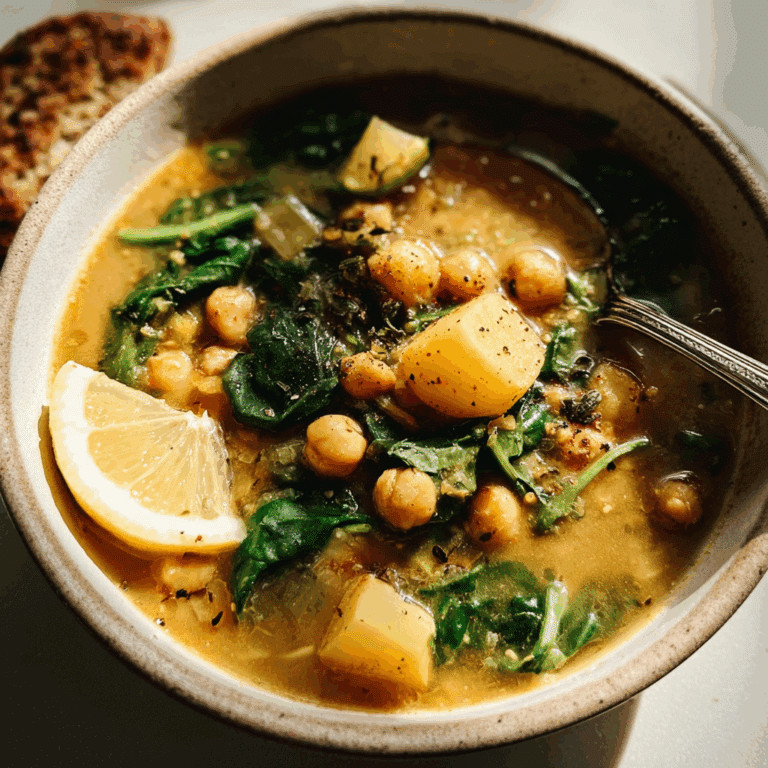 Lemony Chickpea Soup with Spinach and Potatoes